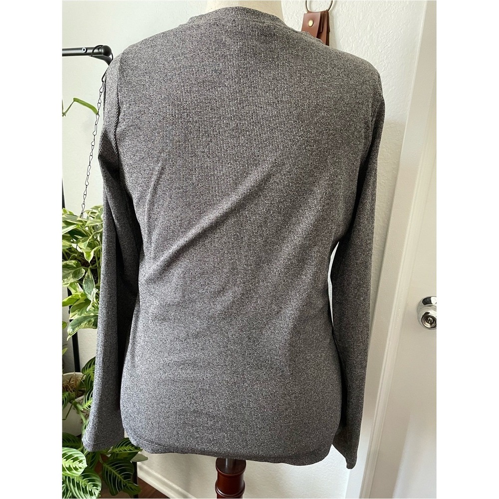 Athleta Uptempo Ribbed Henley Top Women XL Gray‎ Long Sleeve Stretch Athletic - Picture 3 of 9